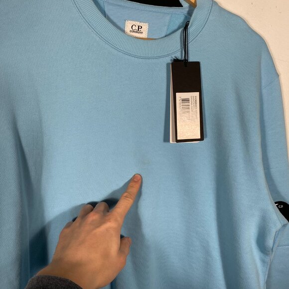 NWT C.P. Company Diagonal Raised Fleece Lens Crewneck Blue mens size medium - Picture 6 of 12